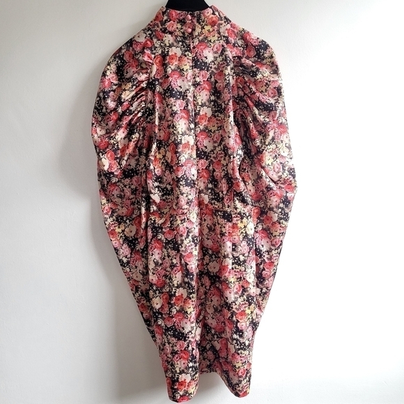 New Rotate Birger Christensen Kim Floral Whitecap Gray Mini Dress NWT Size 4 US - Picture 13 of 17